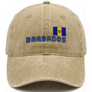 Retro Barbados Washed Cotton Baseball Cap Vintage Barbadian Souvenir Caribbean Island Pride Heritage Gift TS10 Print Your Wear