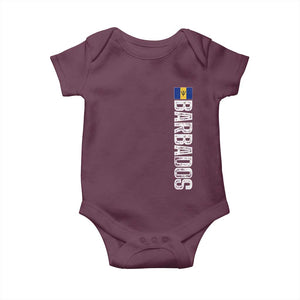 Barbados Flag Baby Onesie Distressed Vertical Typography Caribbean Island Pride Heritage Gift TS10 Maroon Print Your Wear