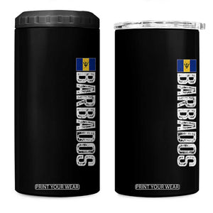 Barbados Flag 4 in 1 Can Cooler Tumbler Distressed Vertical Typography Caribbean Island Pride Heritage Gift TS10 One Size: 16 oz Black Print Your Wear