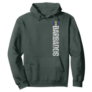 Barbados Flag Hoodie Distressed Vertical Typography Caribbean Island Pride Heritage Gift TS10 Dark Forest Green Print Your Wear