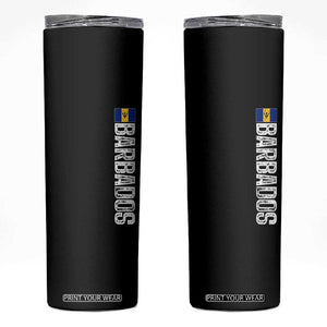 Barbados Flag Skinny Tumbler Distressed Vertical Typography Caribbean Island Pride Heritage Gift TS10 Black Print Your Wear