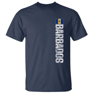 Barbados Flag T Shirt Distressed Vertical Typography Caribbean Island Pride Heritage Gift TS10 Navy Print Your Wear