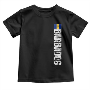 Barbados Flag Toddler T Shirt Distressed Vertical Typography Caribbean Island Pride Heritage Gift TS10 Black Print Your Wear