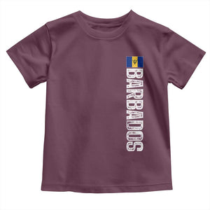 Barbados Flag Toddler T Shirt Distressed Vertical Typography Caribbean Island Pride Heritage Gift TS10 Maroon Print Your Wear