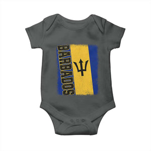 Vintage Barbados Flag Baby Onesie Distressed Patriotic Caribbean Island Barbadian Pride Heritage Gift TS10 Dark Heather Print Your Wear
