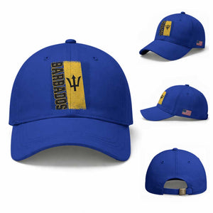 Vintage Barbados Flag Baseball Cap Distressed Patriotic Caribbean Island Barbadian Pride Heritage Gift TS10 Baseball Cap Universal Fit Royal Blue Print Your Wear