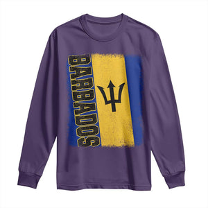 Vintage Barbados Flag Long Sleeve Shirt Distressed Patriotic Caribbean Island Barbadian Pride Heritage Gift TS10 S Purple Print Your Wear
