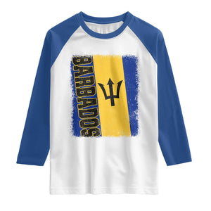 Vintage Barbados Flag Raglan Shirt Distressed Patriotic Caribbean Island Barbadian Pride Heritage Gift TS10 White Royal Print Your Wear