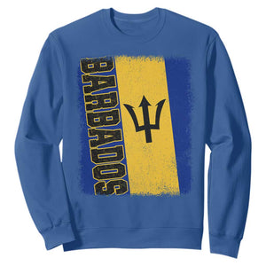 Vintage Barbados Flag Sweatshirt Distressed Patriotic Caribbean Island Barbadian Pride Heritage Gift TS10 Royal Blue Print Your Wear