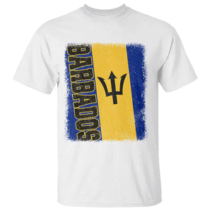 Vintage Barbados Flag T Shirt Distressed Patriotic Caribbean Island Barbadian Pride Heritage Gift TS10 White Print Your Wear