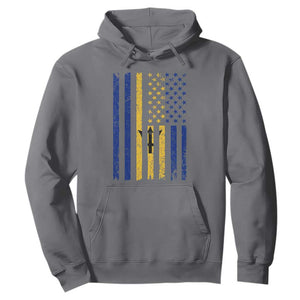 Barbados American Flag Hoodie Distressed Barbadian Pride Patriotic Heritage Gift TS10 Charcoal Print Your Wear