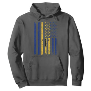 Barbados American Flag Hoodie Distressed Barbadian Pride Patriotic Heritage Gift TS10 Dark Heather Print Your Wear