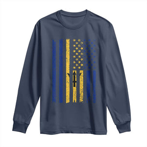Barbados American Flag Long Sleeve Shirt Distressed Barbadian Pride Patriotic Heritage Gift TS10 Navy Print Your Wear