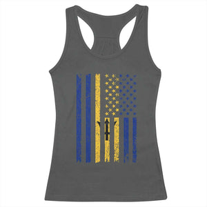 Barbados American Flag Racerback Tank Top Distressed Barbadian Pride Patriotic Heritage Gift TS10 Dark Heather Print Your Wear