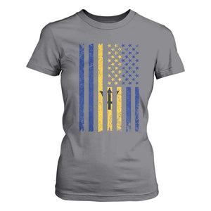 Barbados American Flag T Shirt For Women Distressed Barbadian Pride Patriotic Heritage Gift TS10 Charcoal Print Your Wear