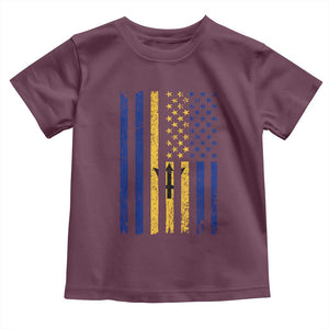 Barbados American Flag Toddler T Shirt Distressed Barbadian Pride Patriotic Heritage Gift TS10 Maroon Print Your Wear