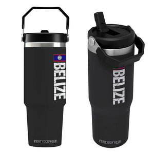 Belize Flag Flip Straw Tumbler Distressed Central American Pride Heritage Gift TS10 One Size: 30 oz Black Print Your Wear