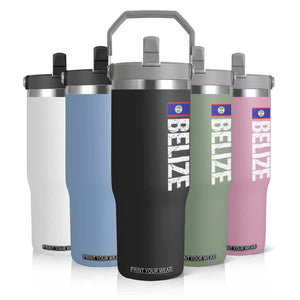 Belize Flag Flip Straw Tumbler Distressed Central American Pride Heritage Gift TS10 Print Your Wear