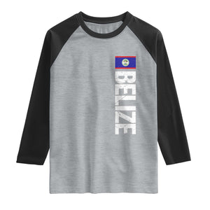 Belize Flag Raglan Shirt Distressed Central American Pride Heritage Gift TS10 Heather Gray Black Print Your Wear