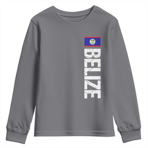 Belize Flag Youth Sweatshirt Distressed Central American Pride Heritage Gift TS10 Charcoal Print Your Wear