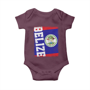 Vintage Belize Baby Onesie Distressed Flag Central American Pride Heritage Gift TS10 Maroon Print Your Wear