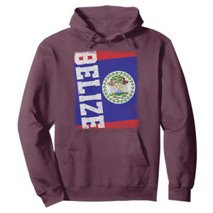 Vintage Belize Hoodie Distressed Flag Central American Pride Heritage Gift TS10 Maroon Print Your Wear