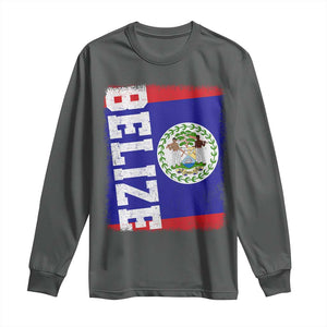 Vintage Belize Long Sleeve Shirt Distressed Flag Central American Pride Heritage Gift TS10 Dark Heather Print Your Wear