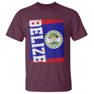 Vintage Belize T Shirt Distressed Flag Central American Pride Heritage Gift TS10 Maroon Print Your Wear