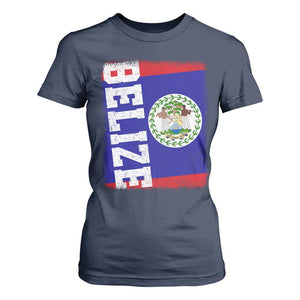 Vintage Belize T Shirt For Women Distressed Flag Central American Pride Heritage Gift TS10 Navy Print Your Wear
