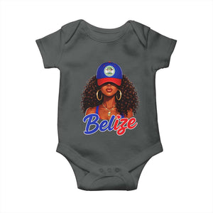 Belize Princess Baby Onesie Melanin Afro Girl Belize Flag Heritage Gift for Black Girls TS10 Dark Heather Print Your Wear