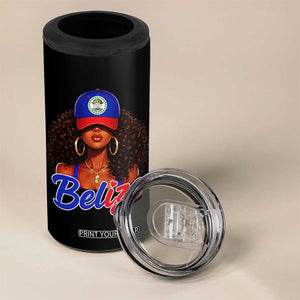 Belize Princess 4 in 1 Can Cooler Tumbler Melanin Afro Girl Belize Flag Heritage Gift for Black Girls TS10 Print Your Wear