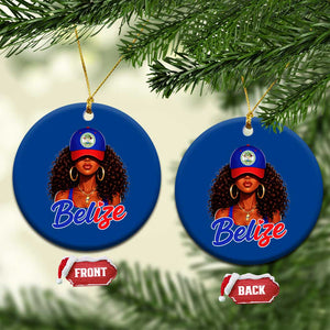 Belize Princess Ceramic Ornament Melanin Afro Girl Belize Flag Heritage Gift for Black Girls TS10 1pc Blue Print Your Wear