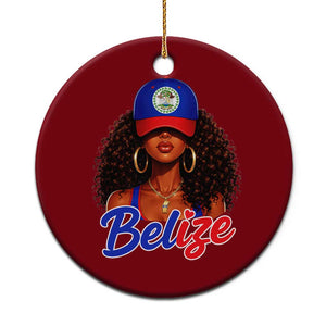 Belize Princess Ceramic Ornament Melanin Afro Girl Belize Flag Heritage Gift for Black Girls TS10 1pc Red Print Your Wear