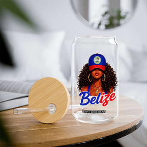 Belize Princess Glass Can Melanin Afro Girl Belize Flag Heritage Gift for Black Girls TS10 Print Your Wear
