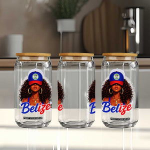 Belize Princess Glass Can Melanin Afro Girl Belize Flag Heritage Gift for Black Girls TS10 Print Your Wear