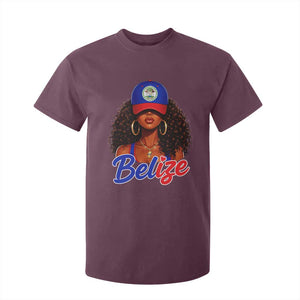 Belize Princess T Shirt For Kid Melanin Afro Girl Belize Flag Heritage Gift for Black Girls TS10 Maroon Print Your Wear