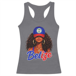 Belize Princess Racerback Tank Top Melanin Afro Girl Belize Flag Heritage Gift for Black Girls TS10 Charcoal Print Your Wear