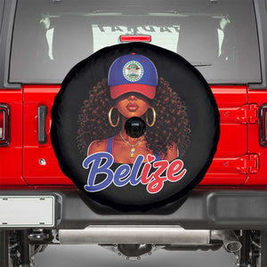 Belize Princess Spare Tire Cover Melanin Afro Girl Belize Flag Heritage Gift for Black Girls TS10 Black Print Your Wear