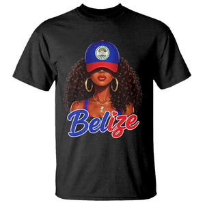 Belize Princess T Shirt Melanin Afro Girl Belize Flag Heritage Gift for Black Girls TS10 Black Print Your Wear