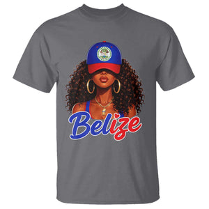 Belize Princess T Shirt Melanin Afro Girl Belize Flag Heritage Gift for Black Girls TS10 Charcoal Print Your Wear