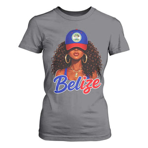 Belize Princess T Shirt For Women Melanin Afro Girl Belize Flag Heritage Gift for Black Girls TS10 Charcoal Print Your Wear