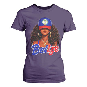 Belize Princess T Shirt For Women Melanin Afro Girl Belize Flag Heritage Gift for Black Girls TS10 Purple Print Your Wear