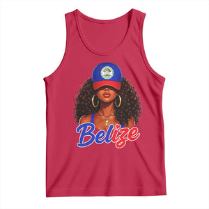 Belize Princess Tank Top Melanin Afro Girl Belize Flag Heritage Gift for Black Girls TS10 Red Print Your Wear