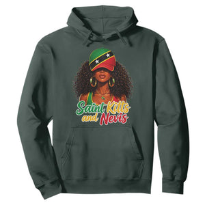 Saint Kitts and Nevis Princess Hoodie Melanin Afro Girl Heritage Gift for Black Girls TS10 Dark Forest Green Print Your Wear