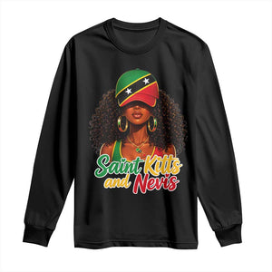 Saint Kitts and Nevis Princess Long Sleeve Shirt Melanin Afro Girl Heritage Gift for Black Girls TS10 Black Print Your Wear