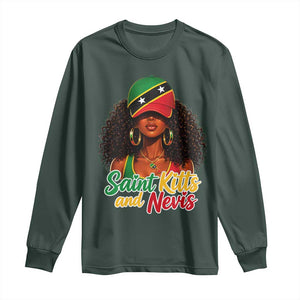Saint Kitts and Nevis Princess Long Sleeve Shirt Melanin Afro Girl Heritage Gift for Black Girls TS10 Dark Forest Green Print Your Wear