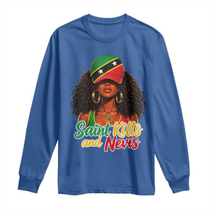 Saint Kitts and Nevis Princess Long Sleeve Shirt Melanin Afro Girl Heritage Gift for Black Girls TS10 Royal Blue Print Your Wear