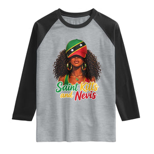 Saint Kitts and Nevis Princess Raglan Shirt Melanin Afro Girl Heritage Gift for Black Girls TS10 Heather Gray Black Print Your Wear