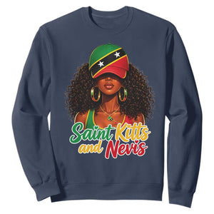 Saint Kitts and Nevis Princess Sweatshirt Melanin Afro Girl Heritage Gift for Black Girls TS10 Navy Print Your Wear