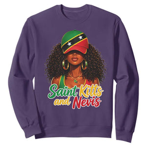 Saint Kitts and Nevis Princess Sweatshirt Melanin Afro Girl Heritage Gift for Black Girls TS10 S Purple Print Your Wear